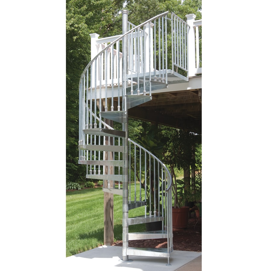 Shop The Iron Shop Venice 60in x 10.25ft Galvanized Spiral Staircase