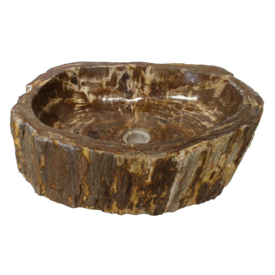 Eden Bath Petrified Wood Natural Stone Vessel Round Bathroom