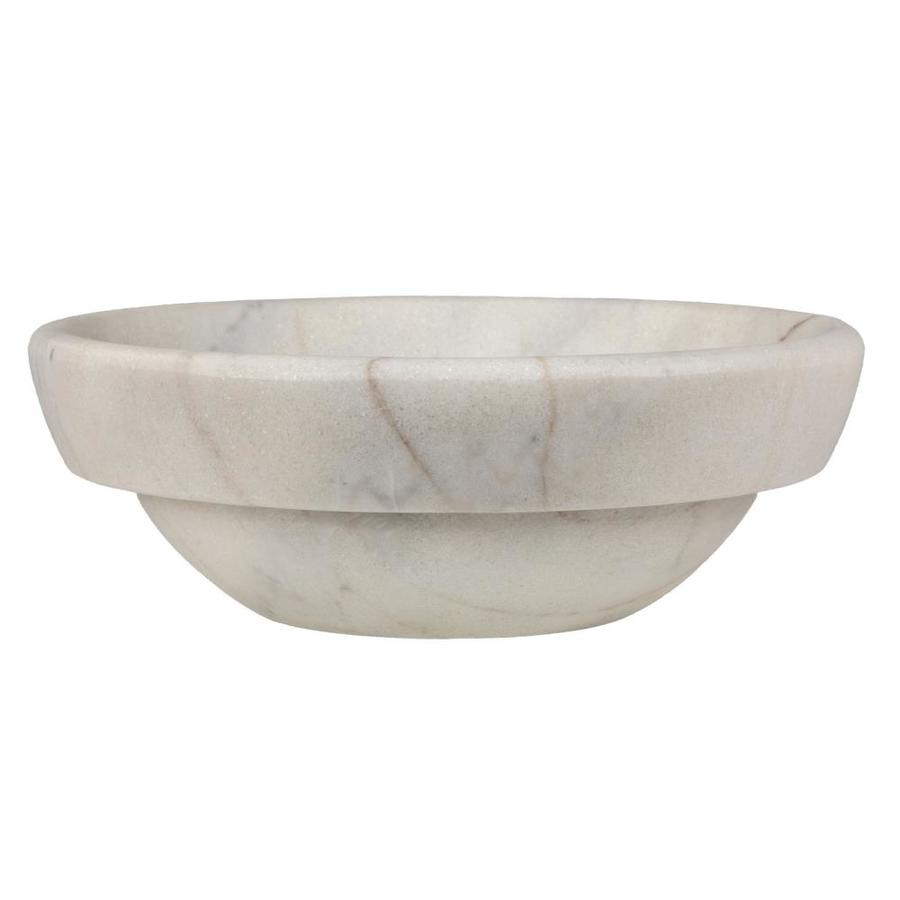Eden Bath Guanxi White Marble Marble Vessel Round Bathroom Sink at