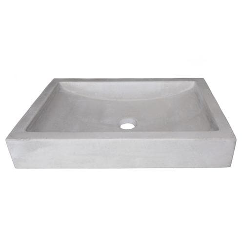 Eden Bath Light Gray Concrete Vessel Rectangular Bathroom Sink (22-in x ...