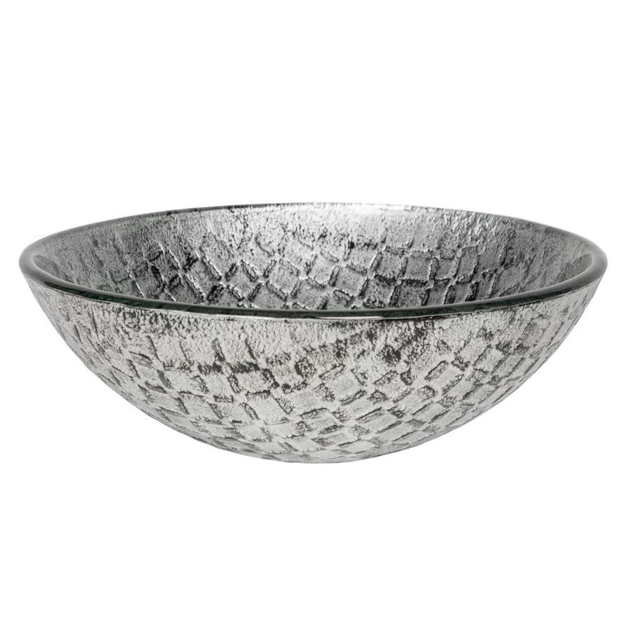 Eden Bath Silver Glass Vessel Round Bathroom Sink (16.5-in x 16.5-in ...