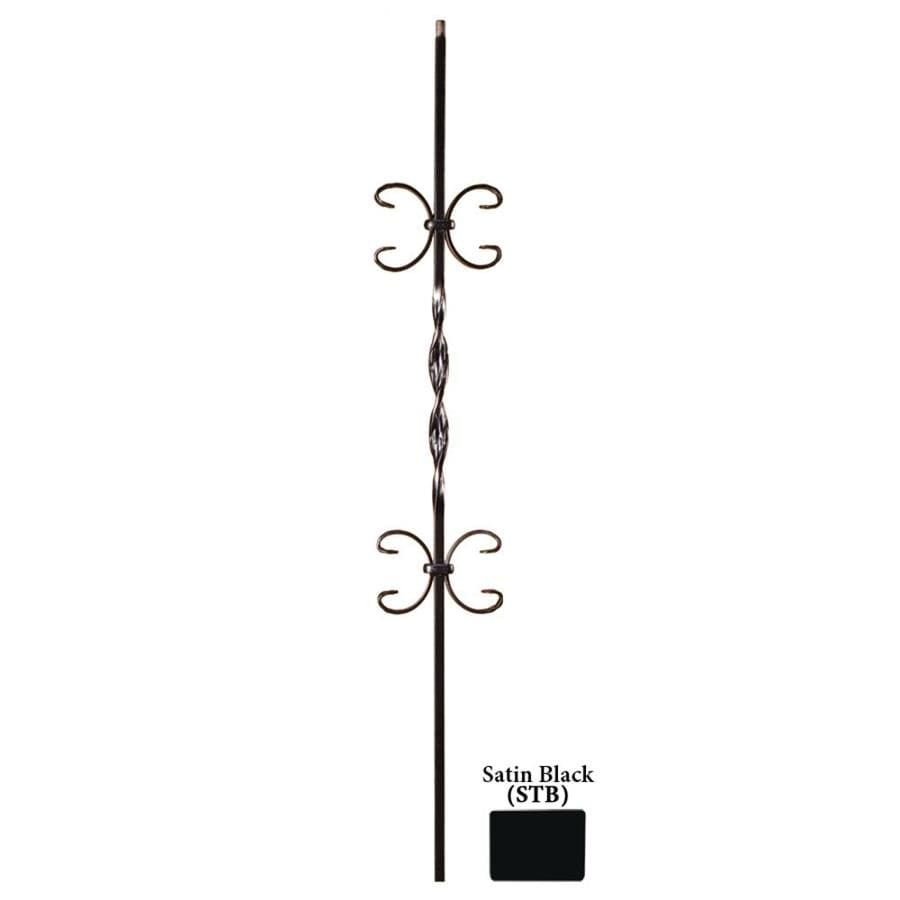 House of Solid 44in Satin Black Wrought Iron Classic Stair Baluster at