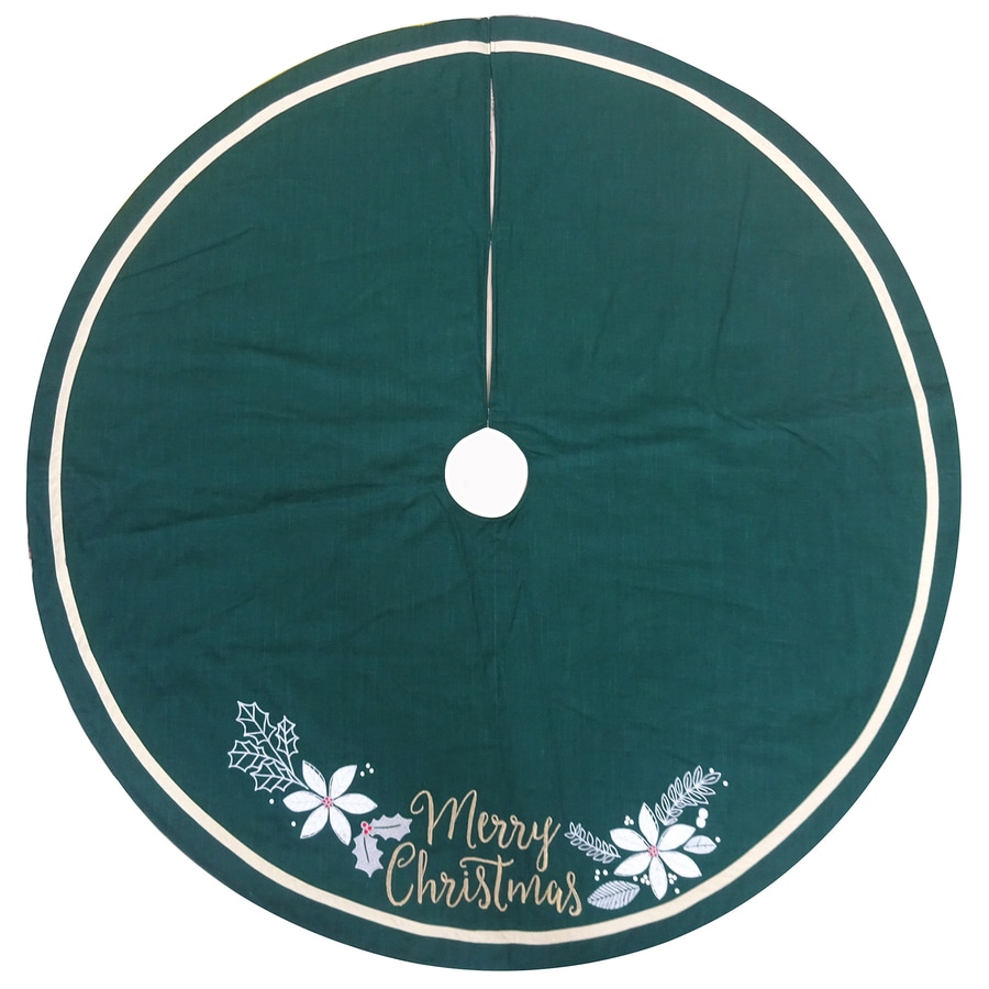 Holiday Living 56 In Green Cotton Merry Christmas Tree Skirt Holiday Living 56 In Green Cotton Merry Christmas Tree Skirt