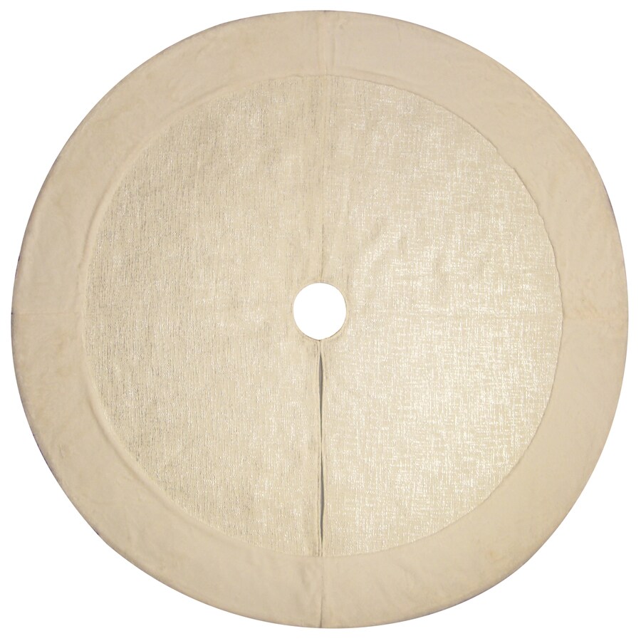 Shop allen + roth 56-in White Fur Christmas Tree Skirt at Lowes.com