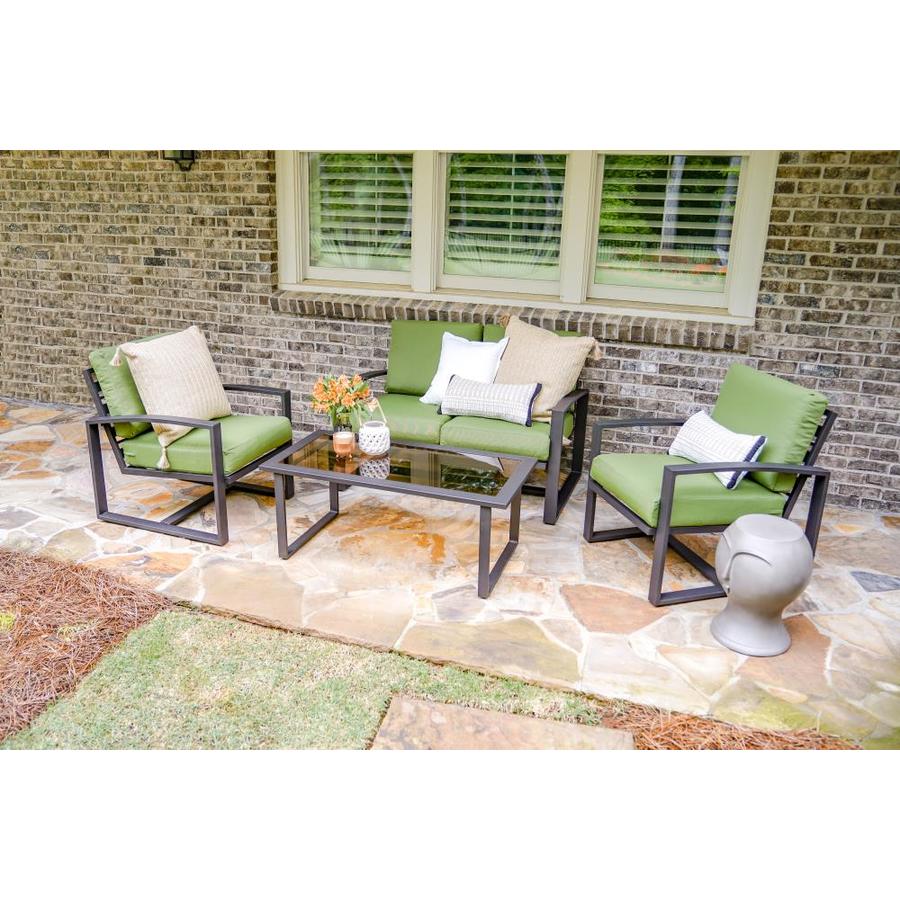 Leisure Made Jasper 4Piece Aluminum Frame Patio Conversation Set with