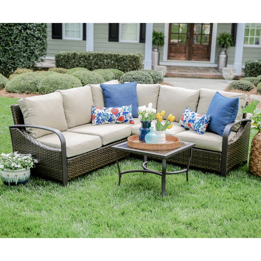 Leisure Made Trenton 4Piece Metal Frame Patio Conversation Set with