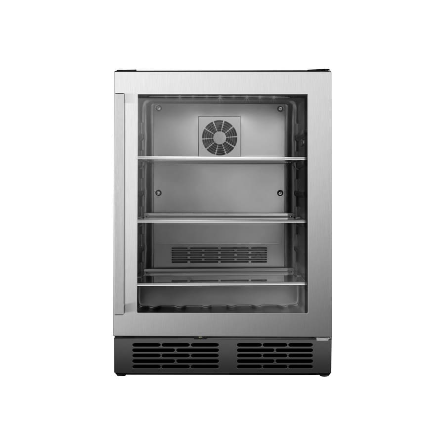 Photo 1 of *GETS COLD** Hisense 23.43-in W 140-Can Capacity Stainless Steel Built-In/Freestanding Beverage Refrigerator with Glass Door