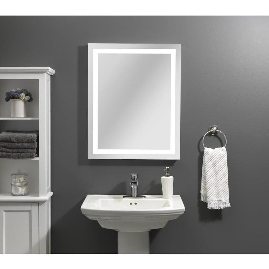 Style Selections 24 In Led Lit Mirror Rectangular Frameless Lighted Led Bathroom Mirror In The Bathroom Mirrors Department At Lowes Com