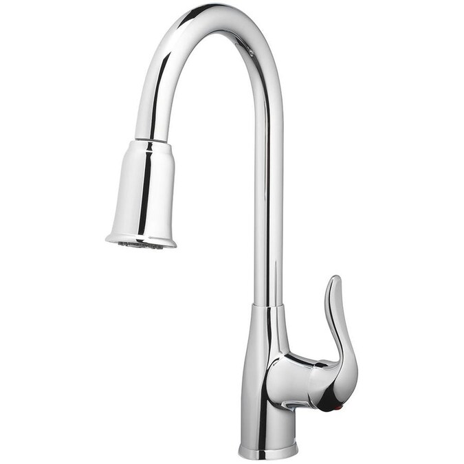 home2o zinnia chrome 1 handle deck mount pull down handle kitchen faucet