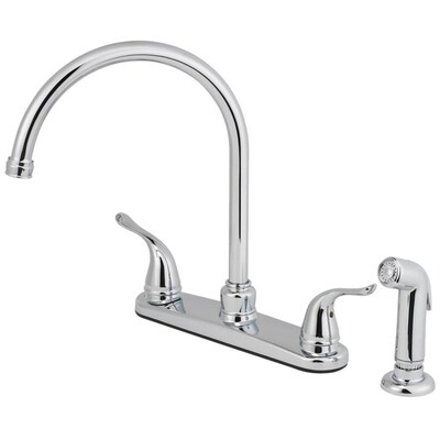 Aquasource Chrome 2 Handle Deck Mount High Arc Kitchen Faucet At