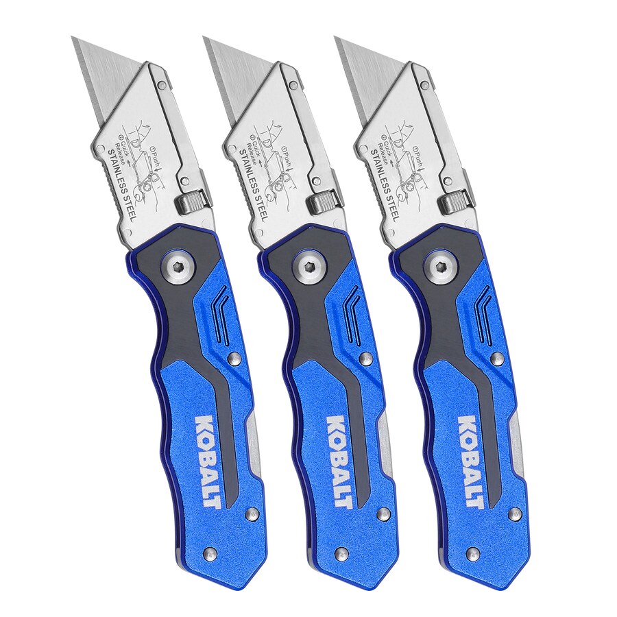 Kobalt Kobalt 3pk Lockback Knife 18mm 3-Blade Folding Utility Knife in ...