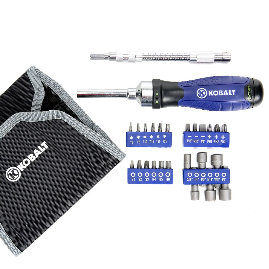 Kobalt Ratchet screwdriver 27-Piece Rubber Handle Ratcheting Multi-Bit ...