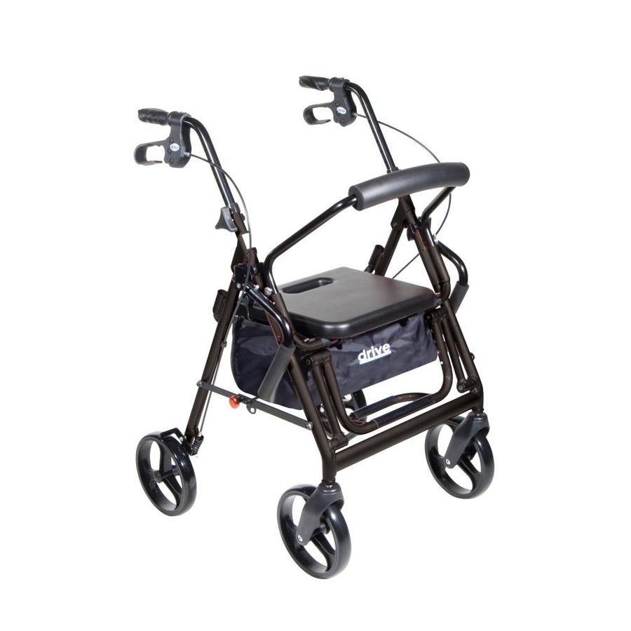 Drive Medical 795BK Duet Dual Function Transport Wheelchair Rollator Rolling Walker, Black