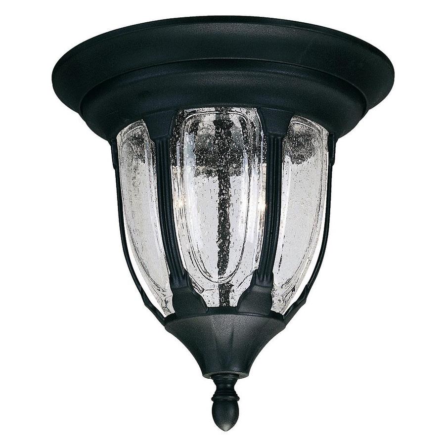 11in W Textured Black Outdoor FlushMount Light at