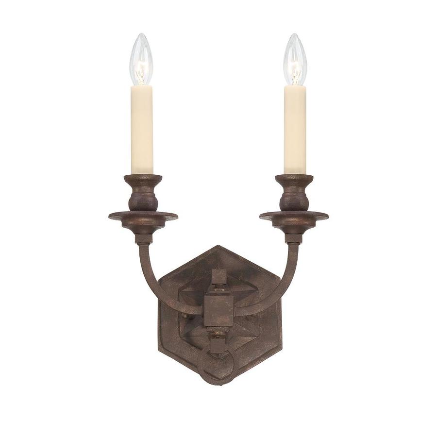 Shop Shandy 11-in W 2-Light Heritage Bronze Arm Wall Sconce at Lowes.com