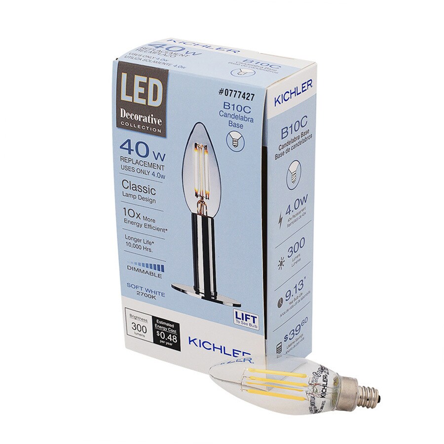 Kichler 40Watt EQ Wedge Soft White Candelabra Base (E12) Dimmable