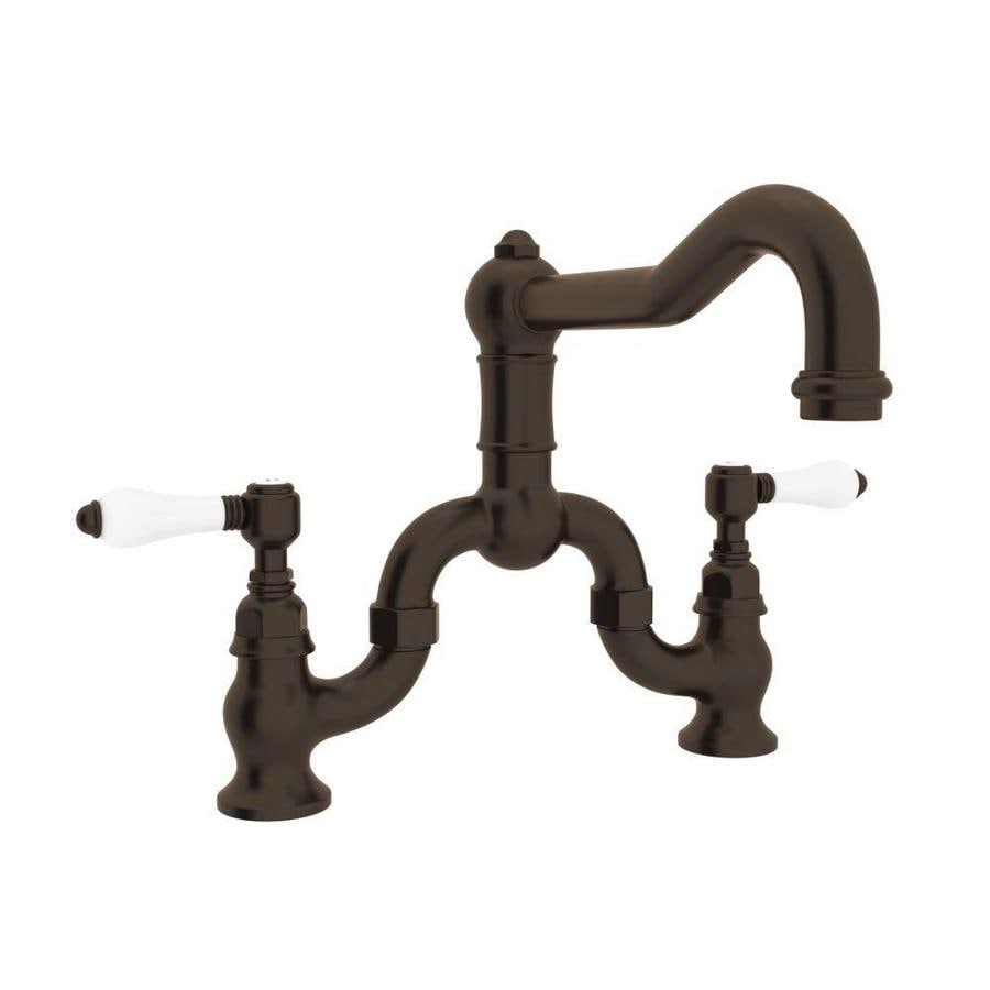 Shop Rohl Country Kitchen Tuscan Brass 2 Handle Deck Mount Bridge
