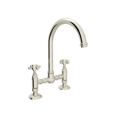 Rohl Country Kitchen Polished Nickel 2 Handle Deck Mount Bridge