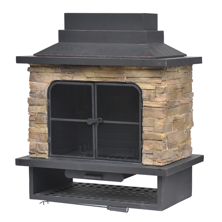 Garden Treasures Brown Steel Outdoor Wood Burning Fireplace At