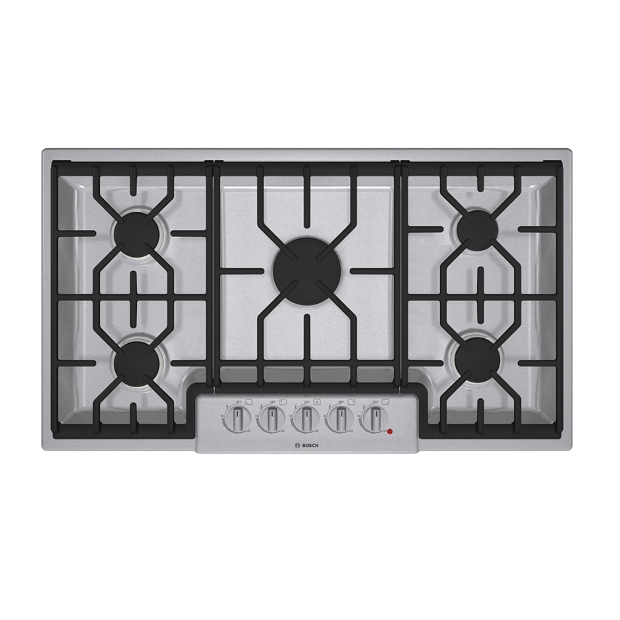 Bosch 800 Series 36 Built-In Gas Cooktop with 5 Burners in Stainless Steel