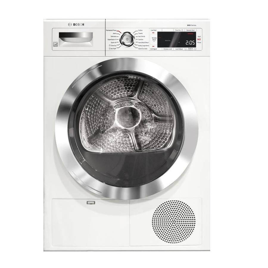 Bosch Home Connect 800 4-cu ft Stackable Ventless Electric Dryer (White ...