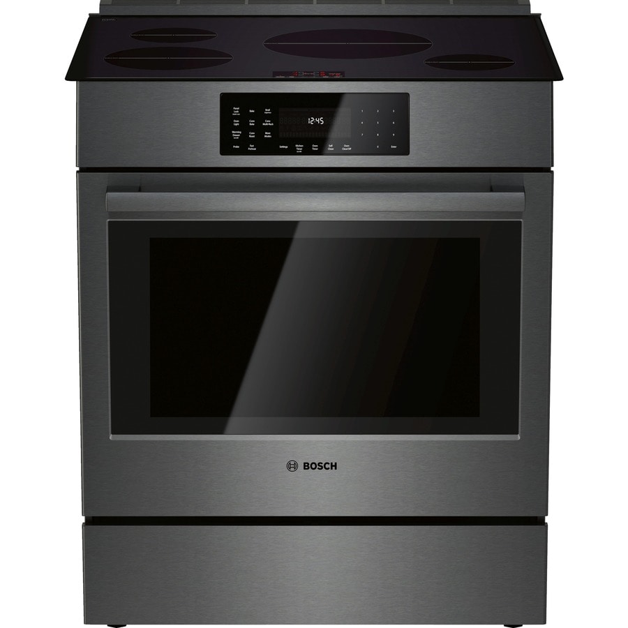 Bosch 800 4 Elements Self-Cleaning Single-Fan European Element Slide-In Induction Range (Black Stainless Steel) (Common: 30-in; Actual: 31.5-in)