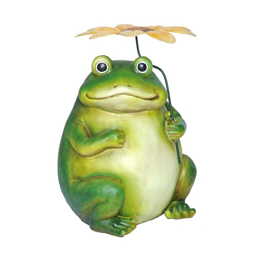 Large Frog With Leaf Umbrella Statue At