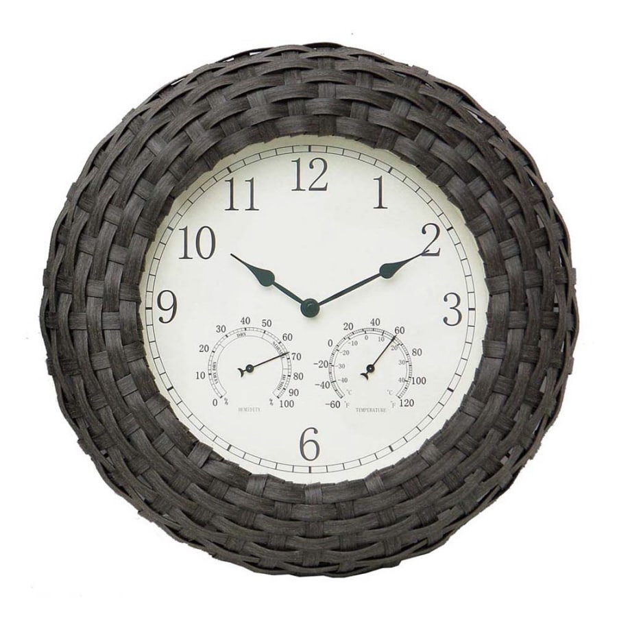 Shop Garden Treasures Faux Wicker 3 in1 Clock/Thermometer/Hygrometer