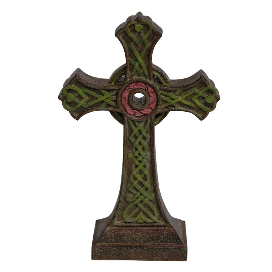  22-2320 15.38-in H Cross Design Garden Statue