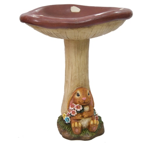 Mushroom and Bunny 1-Tier Birdbath at Lowes.com