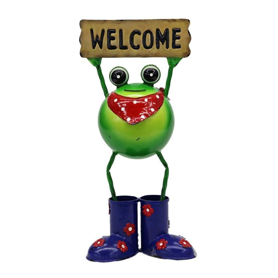 welcome frog garden statue