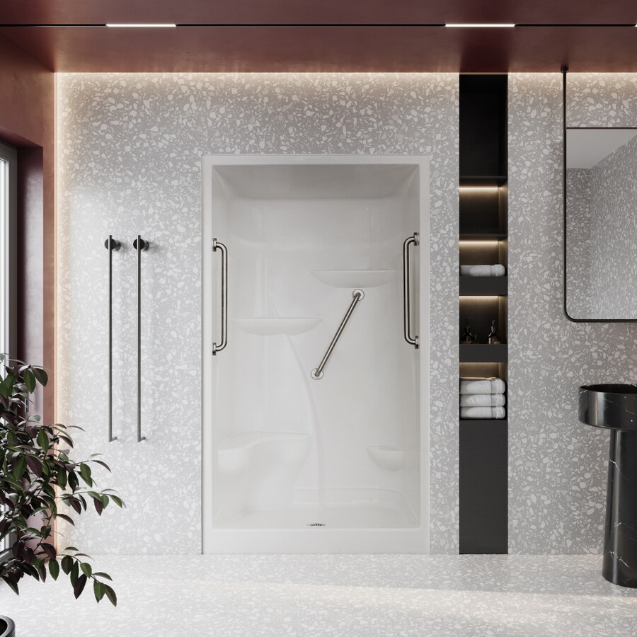 Laurel Mountain Hollis 48x36 onepiece acrylic shower white lh in the Alcove Shower Kits