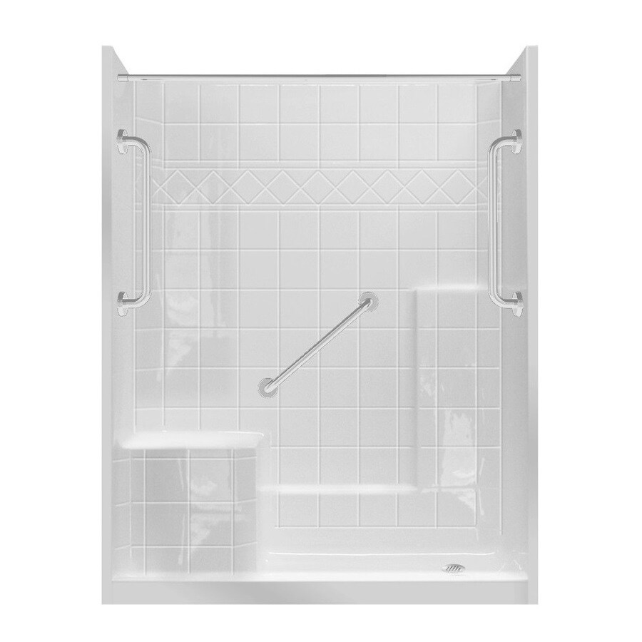 Laurel Mountain Luttrell One Piece White 33 In X 60 In X 77 In Acrylic One Piece Kit With Integrated Seat In The One Piece Shower Kits Department At Lowes Com