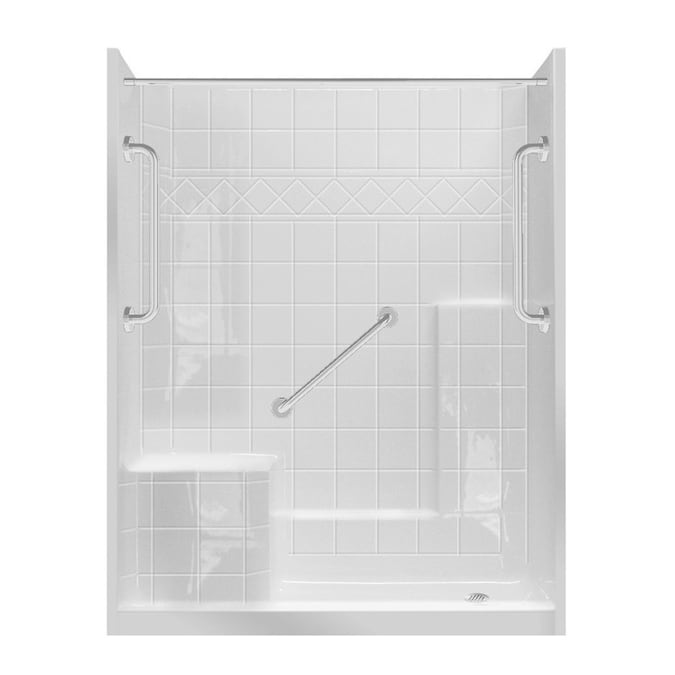 Laurel Mountain Luttrell One Piece White 33 In X 60 In X 77 In Acrylic One Piece Kit With Integrated Seat In The One Piece Shower Kits Department At Lowes Com