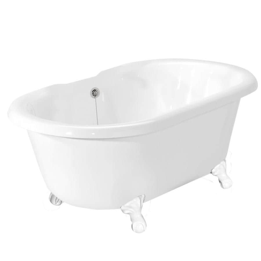 American Bath Factory Melinda 32-in W x 60-in L White Acrylic Oval Back Center Drain and Faucet Included