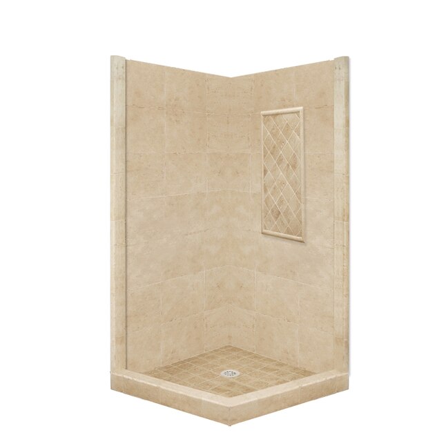 American Bath Factory P21-3822P-CH 86-in H x 42-in W x 48-in L Basic Medium Sistine Stone Square Corner Shower Kit