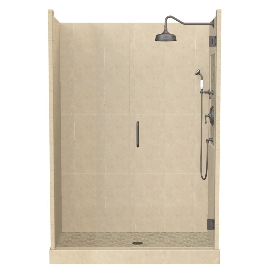 American Bath Factory Panel Medium Fiberglass And Plastic Composite Wall And Floor Alcove Shower Kit Actual 86 In X 34 In X 54 In In The Shower Stalls Enclosures Department At Lowes Com