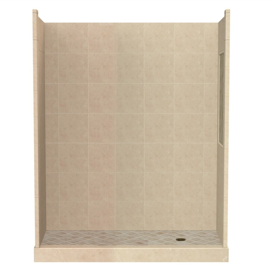 American Bath Factory Panel Medium Fiberglass and Plastic Composite Wall and Floor Alcove Shower