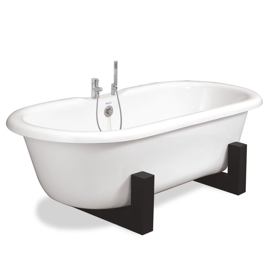 American Bath Factory 70in White with Reversible Drain Bathtub and Faucet Included in the