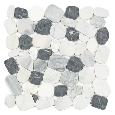 10 Pack Mixed Carrara Nero 12 In X Pebble Mosaic Floor And Wall Tile Common Actual 11 81 10 Pack Mixed Carrara Nero 12 In X Pebble Mosaic Floor And Wall Tile Common Actual 11 81