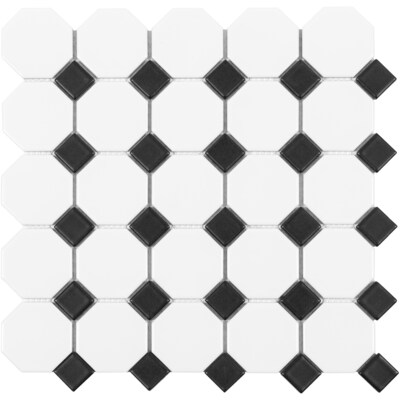 Anatolia Tile Hudson Brilliant White And Black Bistro 12 In X 12
