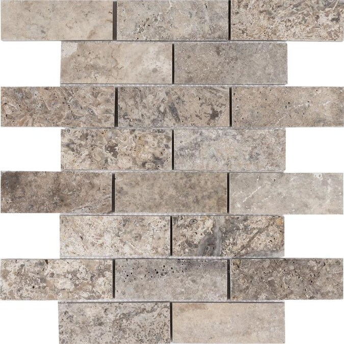 Satori Silver Crescent Brick 12-in x 12-in Honed Natural Stone