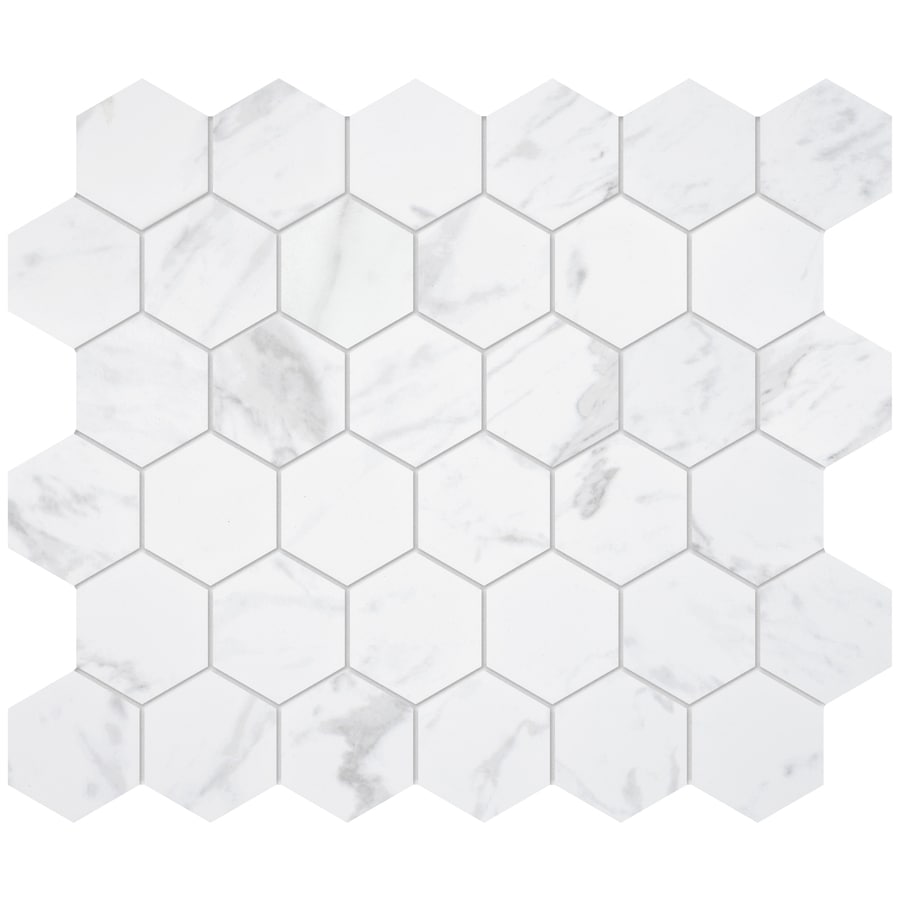 Satori Regent Carrara 12 In X 12 In Matte Porcelain Hexagon Marble Look Floor And Wall Tile In 5544