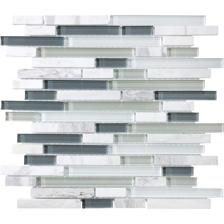 allen + roth Venatino Linear Mosaic Stone and Glass Marble Wall Tile (Common: 12-in x 12-in; Actual: 11.88-in x 12-in)