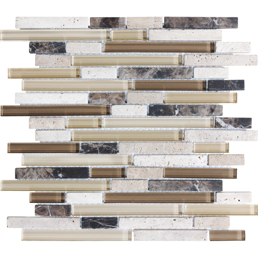 Shop Anatolia Tile Java Linear Mosaic Stone and Glass Wall Tile Common: 12in x 12in; Actual 