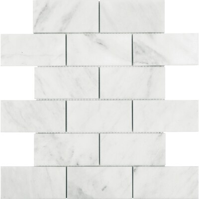 Allen Roth Venatino Polished 12 In X 12 In Brick Marble Mosaic