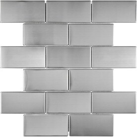 Stainless Steel 12-in x 12-in Metal Brick Mosaic Subway Tile (Common: 12-in x 12-in; Actual: 11.73-in x 9.76-in)