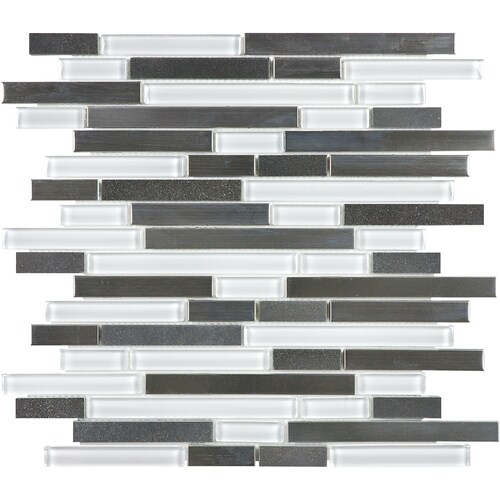 allen + roth Glacier Links Linear Mosaic Glass/Metal/Stone Wall Tile ...