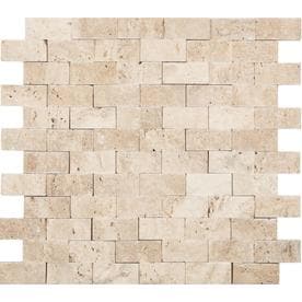 Tile At Lowesforpros Anatolia Tile Ivory Brick Mosaic Travertine Subway Wall Common 12 In X