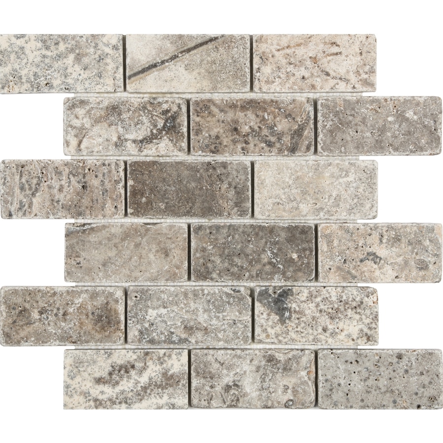 Satori Silver Crescent 12 In X 12 In Tumbled Natural Stone Travertine Brick Subway Wall Tile In The Tile Department At Lowes Com